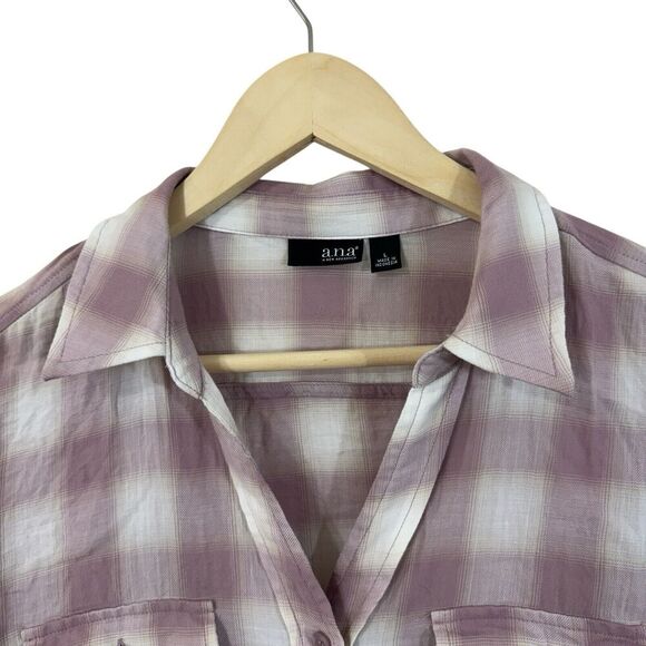 ANA A New Approach Large Button Front Shirt Plaid 3/4 Sleeve Roll Tabs Womens - Picture 5 of 11